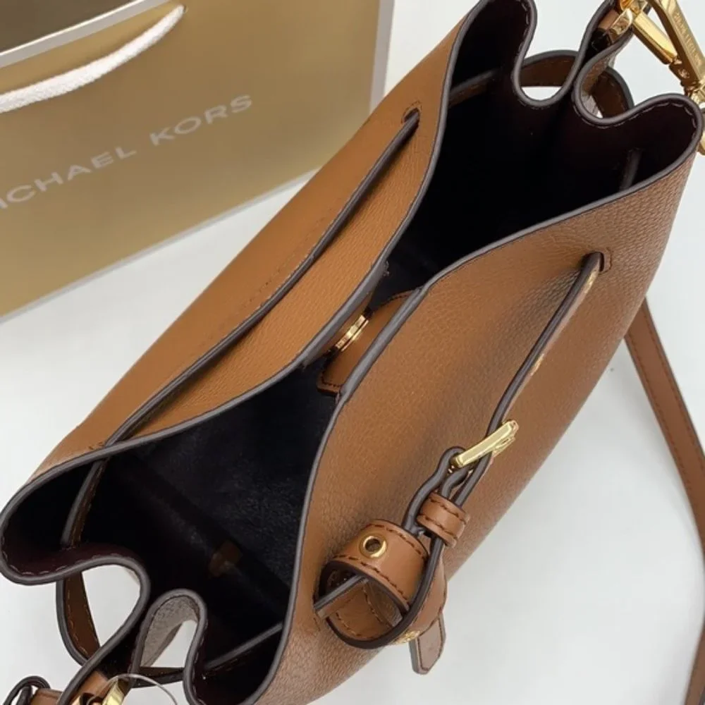 Michael Kors Emilia Small Bucket Bag Messenger Leather Luggage - Picture 10 of 15